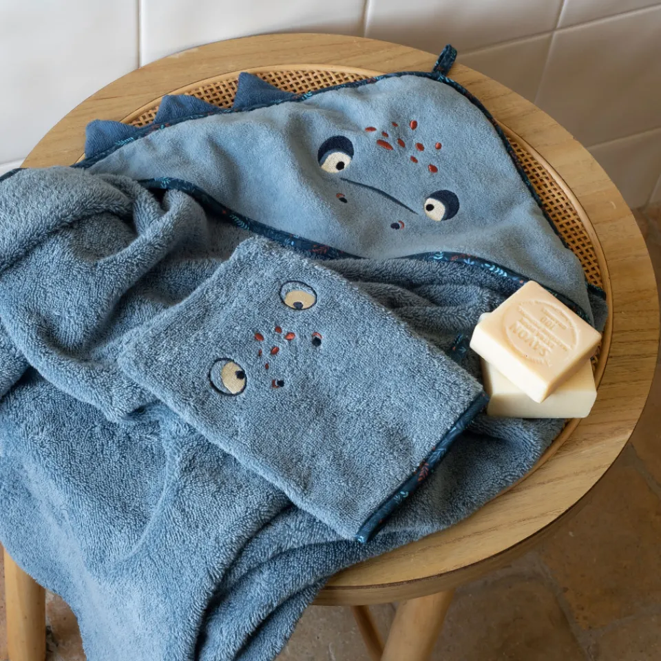 Carré Blanc Bavoir coton Happyful bleu céleste|Enfant Bavoirs & Mini-bavoirs