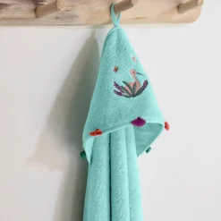 Carré Blanc Cape de bain coton Aruba celadon|Enfant Capes De Bain
