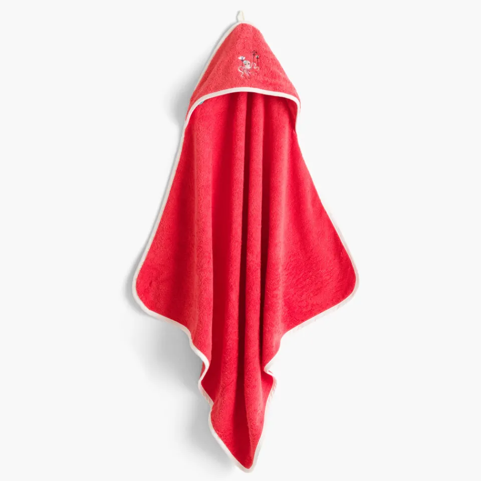 Carré Blanc Cape de bain coton Atlantis corail|Enfant Capes De Bain