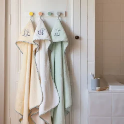 Carré Blanc Cape de bain coton bio Dandine paille|Enfant Capes De Bain