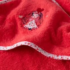 Carré Blanc Cape de bain coton bio Mes rêves rouge tendre|Enfant Capes De Bain
