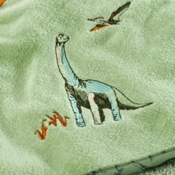 Carré Blanc Cape de bain coton biologique Dinotopi kaki|Enfant Capes De Bain