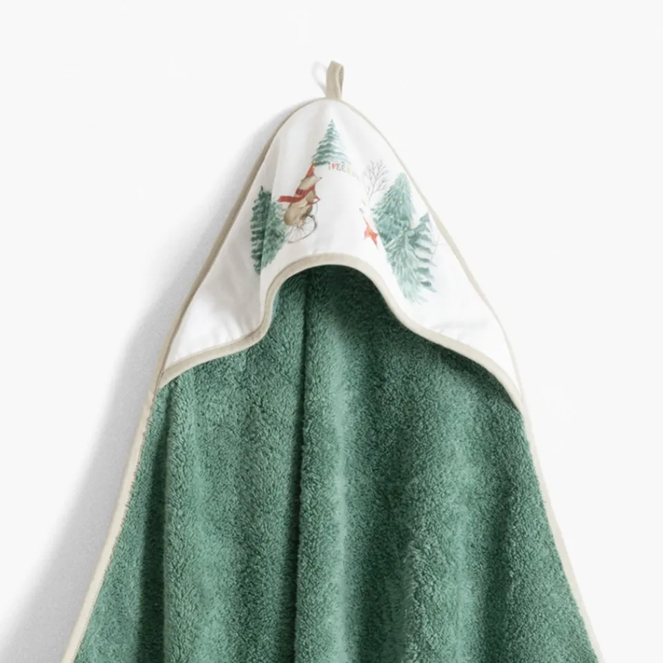 Carré Blanc Cape de bain coton Féeries vert tendre|Enfant Capes De Bain