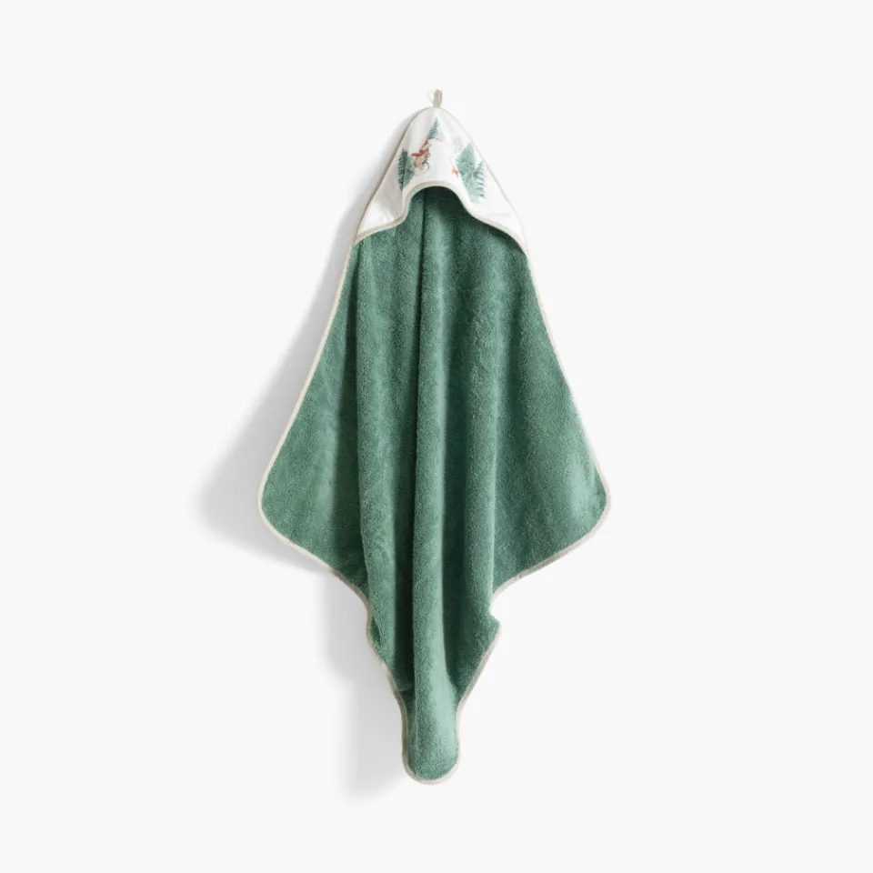 Carré Blanc Cape de bain coton Féeries vert tendre|Enfant Capes De Bain