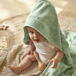 Carré Blanc Cape de bain coton Monjour eucalyptus|Enfant Capes De Bain|Nouveautés Bébénew