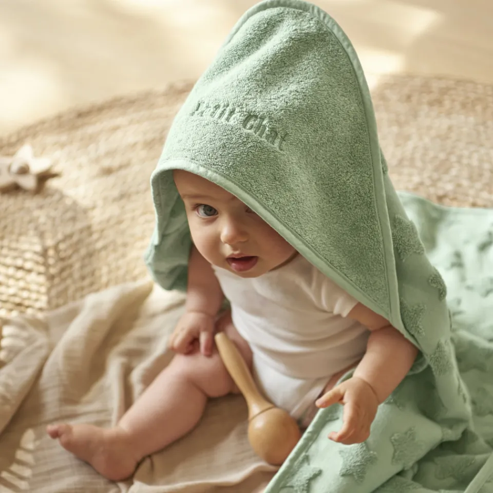 Carré Blanc Cape de bain coton Monjour eucalyptus|Enfant Capes De Bain|Nouveautés Bébénew