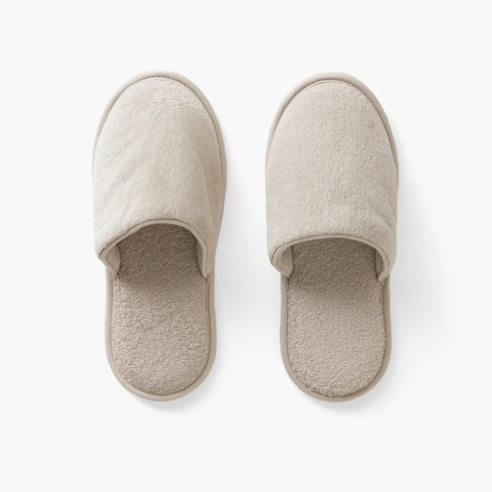 Carré Blanc Chaussons mules homme coton Lola lin|Femme Mules De Bain|Mules De Bain