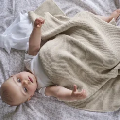 Carré Blanc Couverture tricot coton bio Bienvenue naturel|Enfant Linge De Litbio|Accessoires