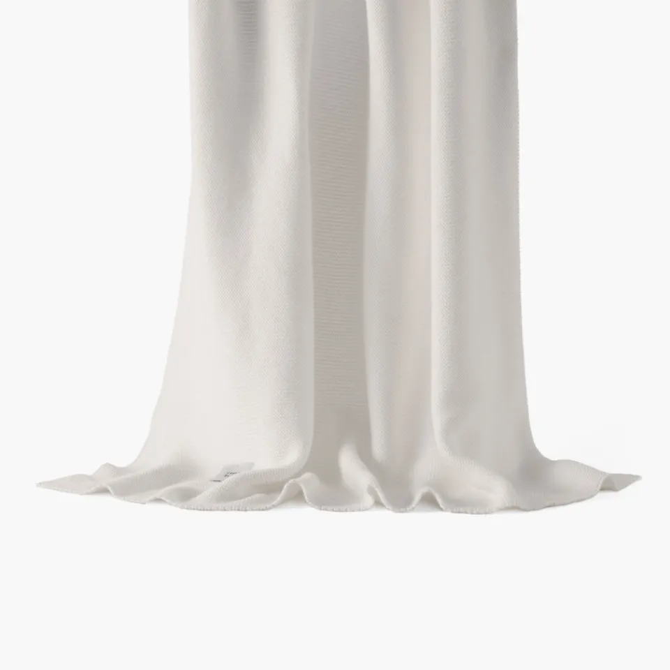 Carré Blanc Couverture tricot coton bio Bienvenue blanc|Enfant Linge De Litbio|Accessoires