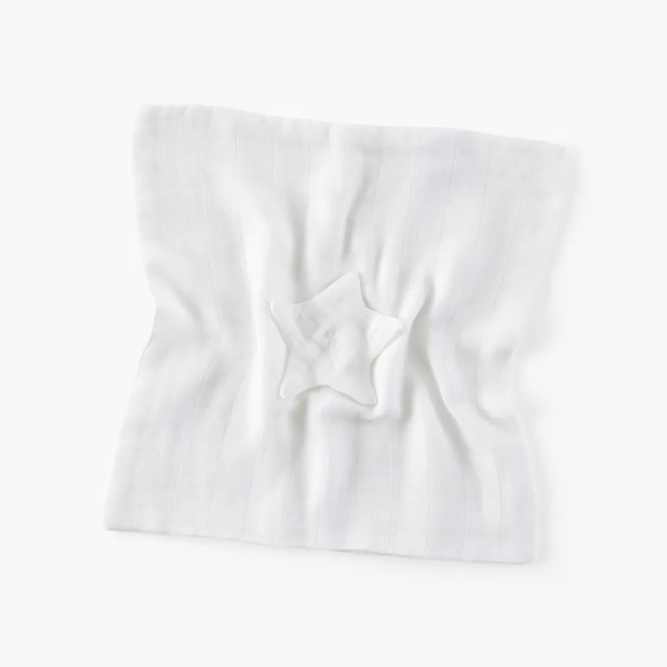 Carré Blanc Doudou coton bio Bienvenue blanc|Enfant Accessoires|Nouveautés Bébénew