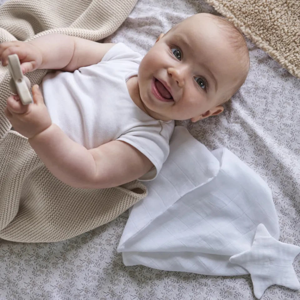 Carré Blanc Doudou coton bio Bienvenue blanc|Enfant Accessoires|Nouveautés Bébénew