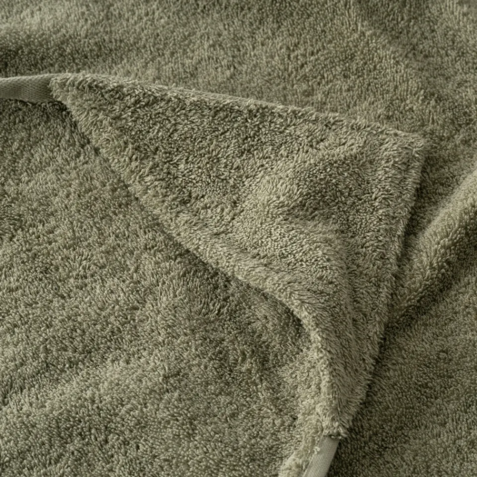 Carré Blanc Drap de bain à capuche coton Playful kaki|Enfant Draps De Bain