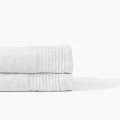 Carré Blanc Drap de bain bouclette de coton biologique Source blanc| Draps De Bain