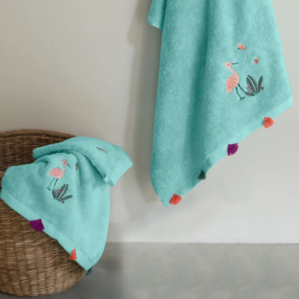 Carré Blanc Drap de bain coton Aruba celadon|Enfant Draps De Bain