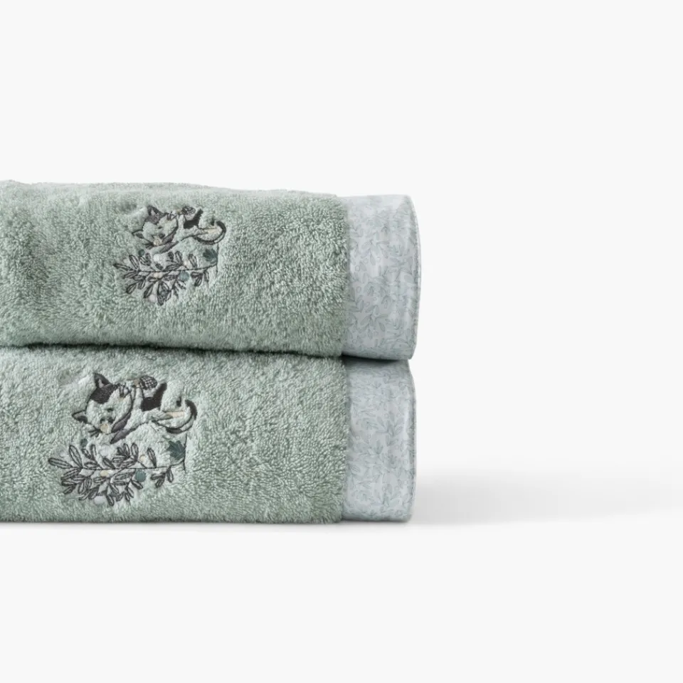 Carré Blanc Drap de bain coton bio Jardine amande|Enfant Draps De Bain