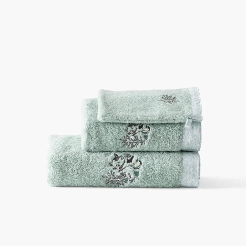 Carré Blanc Drap de bain coton bio Jardine amande|Enfant Draps De Bain