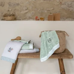 Carré Blanc Drap de bain coton bio Jardine blanc|Enfant Draps De Bain