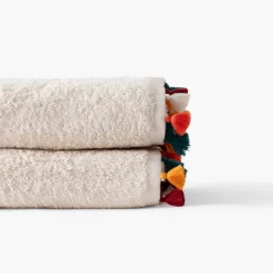 Carré Blanc Drap de bain coton Eclats naturel| Draps De Bain