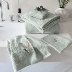Carré Blanc Drap de bain coton et viscose de bambou Pampa II jade| Draps De Bain