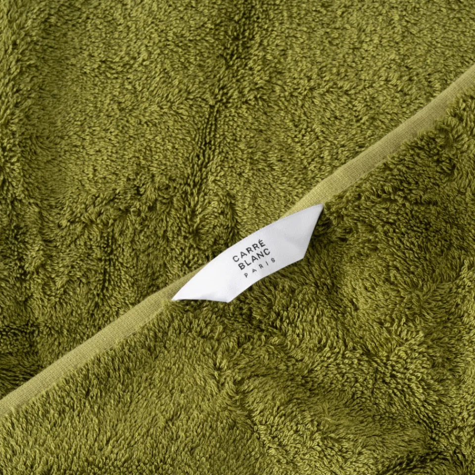 Carré Blanc Drap de bain coton et viscose de bambou Silvalys vert mousse| Draps De Bain