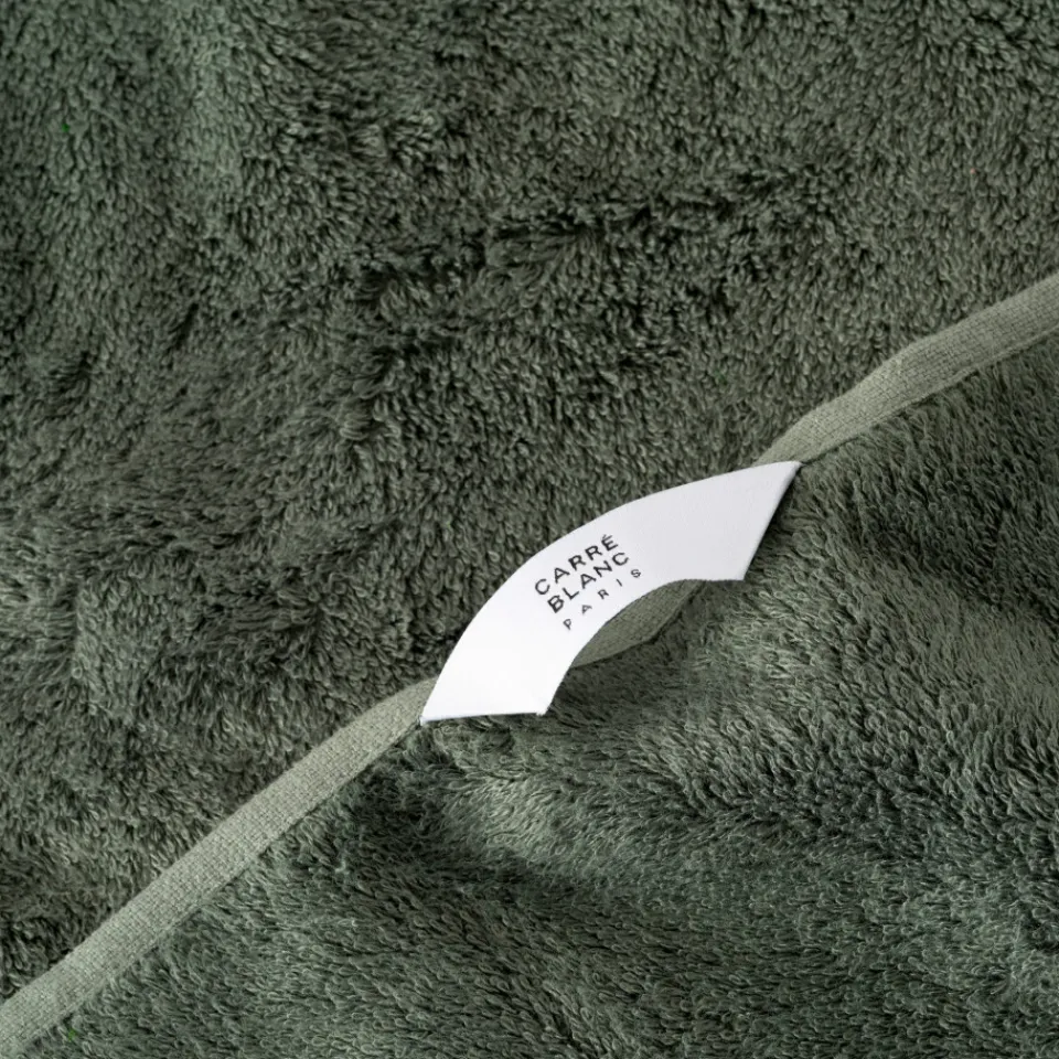 Carré Blanc Drap de bain coton et viscose de bambou Silvalys vert forêt| Draps De Bain