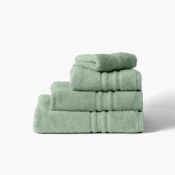 Carré Blanc Drap de bain coton Lola II sauge| Draps De Bain