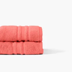 Carré Blanc Drap de bain coton Lola II corail| Draps De Bain