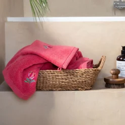 Carré Blanc Drap de bain coton Protea rose pitaya| Draps De Bain