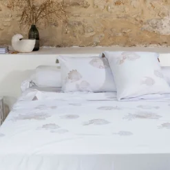 Carré Blanc Drap de lit coton Amorgos| Draps De Lit