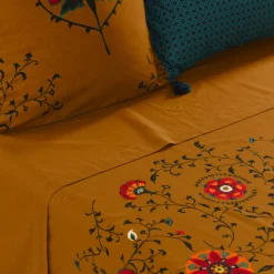 Carré Blanc Drap de lit coton et lin Bukhara| Draps De Lit