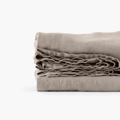 Carré Blanc Drap de lit lin lavé Songe grège| Draps De Lit