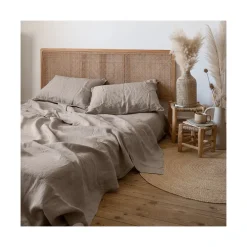 Carré Blanc Drap de lit lin lavé Songe grège| Draps De Lit