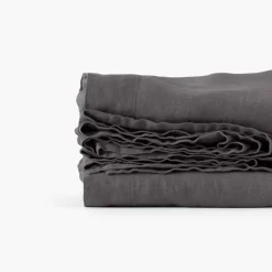 Carré Blanc Drap de lit lin lavé Songe charbon| Draps De Lit