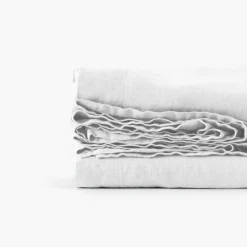 Carré Blanc Drap de lit lin lavé Songe blanc| Draps De Lit