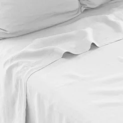 Carré Blanc Drap de lit lin lavé Songe blanc| Draps De Lit