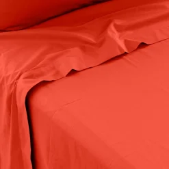 Carré Blanc Drap de lit percale de coton Neo safran| Draps De Lit