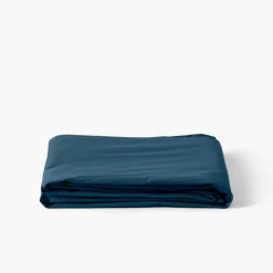 Carré Blanc Drap de lit percale de coton Neo bleu prusse| Draps De Lit