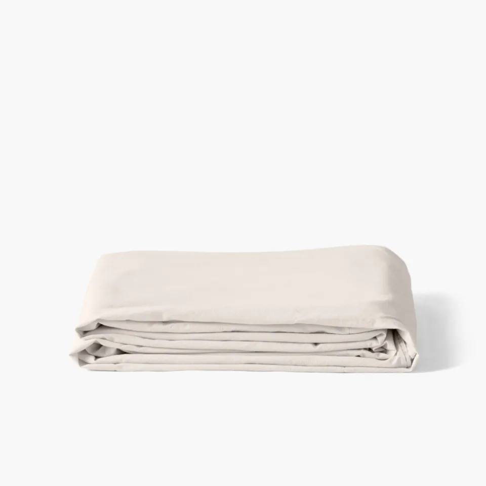 Carré Blanc Drap de lit pur coton lavé biologique Souffle vanille| Draps De Lit