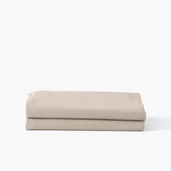 Carré Blanc Drap de lit satin de coton lavé bio Quartz dune| Draps De Lit