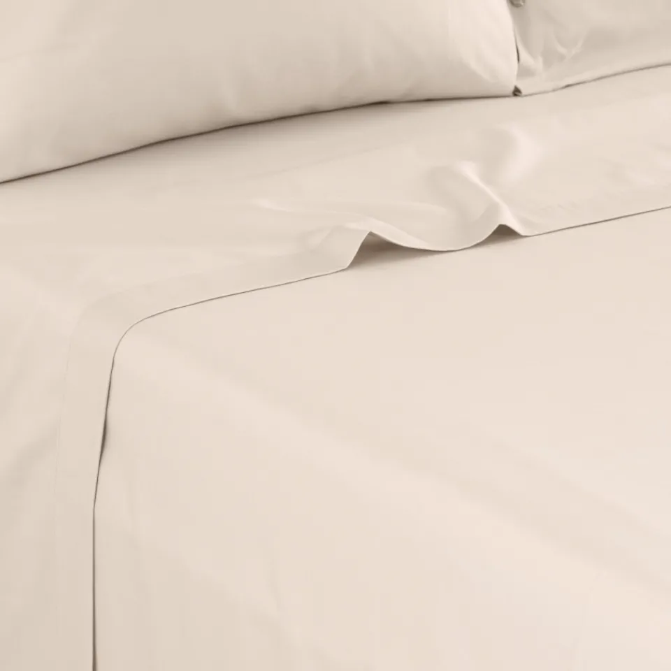 Carré Blanc Drap de lit satin de coton lavé bio Quartz dune| Draps De Lit
