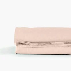 Carré Blanc Drap de lit satin de coton jacquard pois et rayures Prestige nacre| Draps De Lit