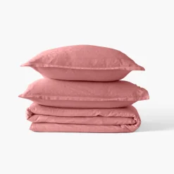 Carré Blanc Drap de lit satin de coton jacquard pois et rayures Prestige santal| Draps De Lit