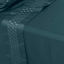 Carré Blanc Drap de lit satin de coton Cubes II vert cèdre| Draps De Lit