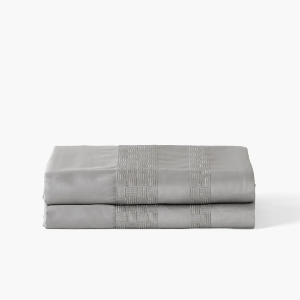 Carré Blanc Drap de lit satin de coton Titane| Draps De Lit