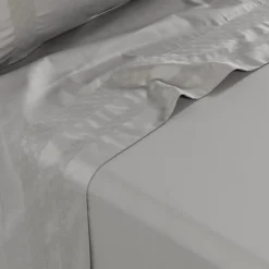 Carré Blanc Drap de lit satin de coton Titane| Draps De Lit