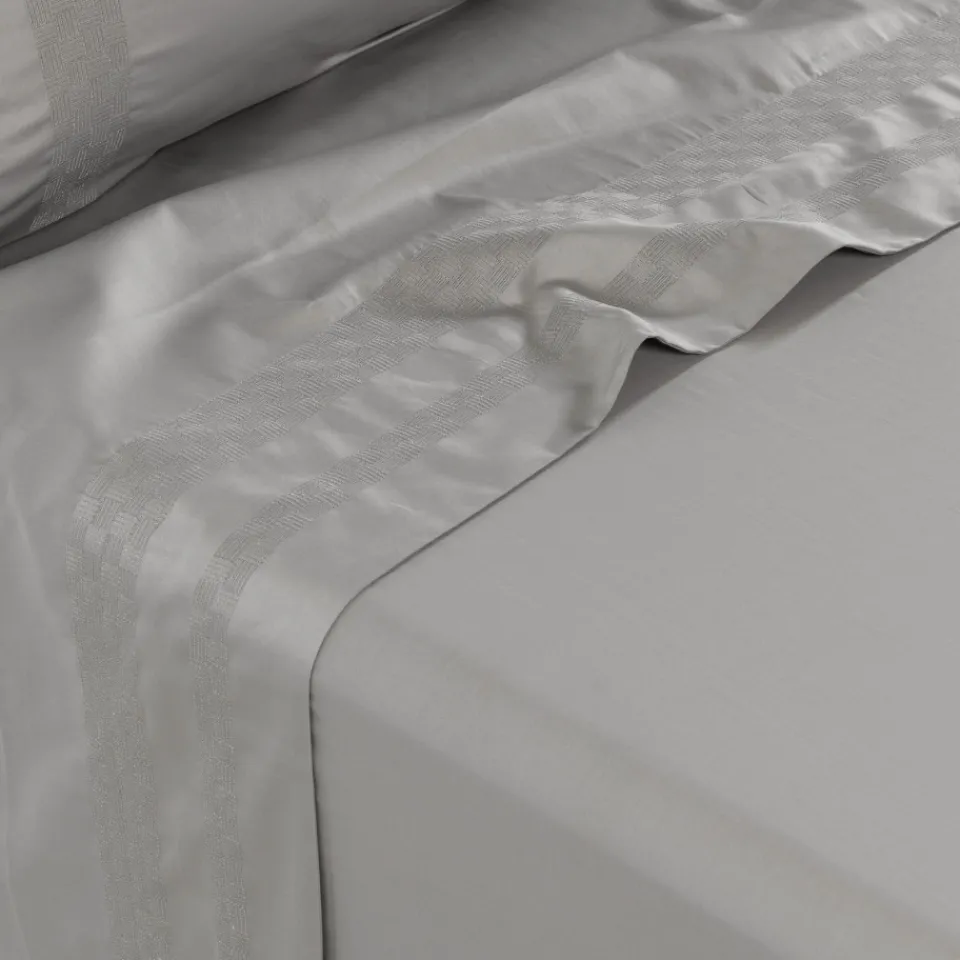 Carré Blanc Drap de lit satin de coton Titane| Draps De Lit