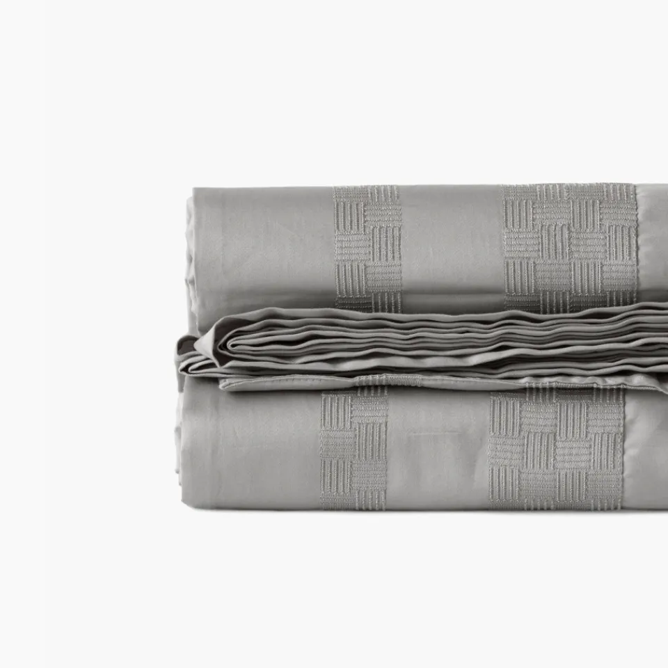 Carré Blanc Drap de lit satin de coton Titane| Draps De Lit