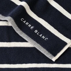 Carré Blanc Drap de plage coton Labaule marine| La Plage