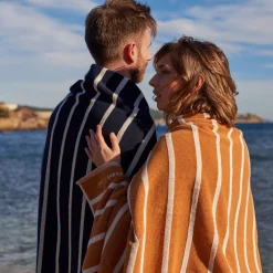 Carré Blanc Drap de plage coton Labaule curcuma| La Plage