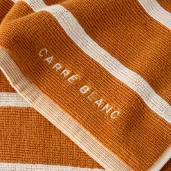 Carré Blanc Drap de plage coton Labaule curcuma| La Plage